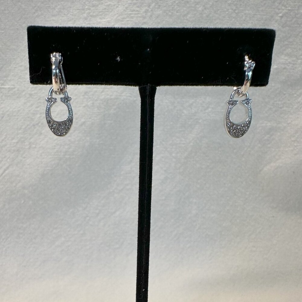 Coach Signature Pave Dangle Earrings in Silver NWT - Picture 2 of 4